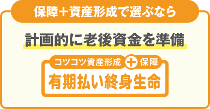 保障＋資産形成で選ぶなら 計画的に老後資金を準備 有期払い終身生命