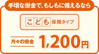 手頃な掛金で、もしもに備えるなら こども保障タイプ 月々の掛金 1,200円