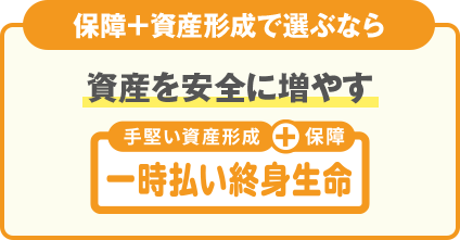 保障+資産形成で選ぶなら 資産を安全に増やす 一時払い終身生命