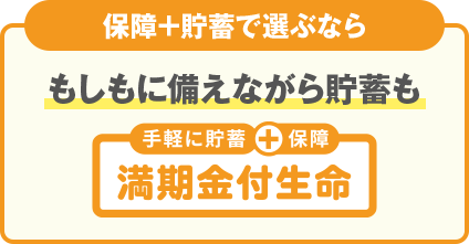 保障+貯蓄で選ぶなら もしもに備えながら貯蓄も 満期金付生命