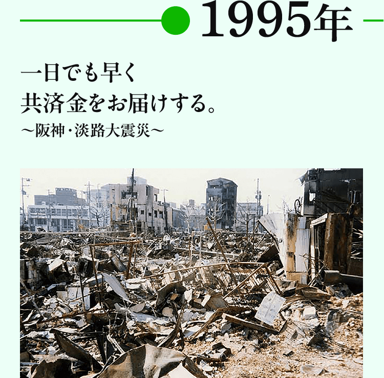 1995年 一日でも早く共済金をお届けする。～阪神・淡路大震災～