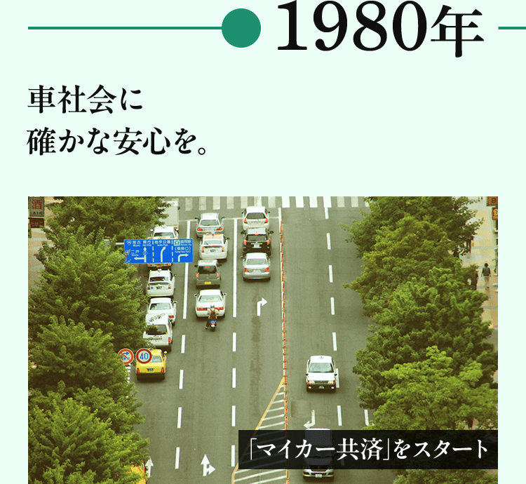 1980年 車社会に確かな安心を。｢マイカー共済｣をスタート