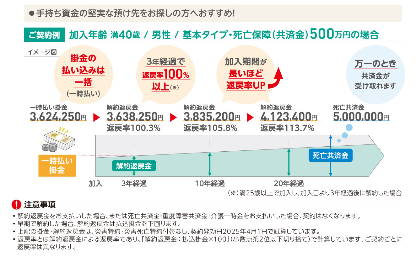 こくみん共済 coop 「こくみん共済 一時払い終身生命」の例の説明画像