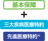 基本保障　＋　三大疾病医療特約 先進医療特約