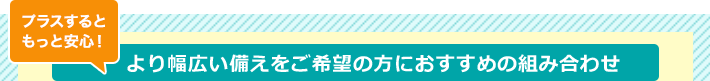プラスするともっと安心！より幅広い備えをご希望の方におすすめの組み合わせ