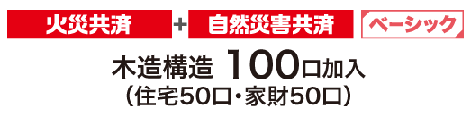 木造構造 100口加入（住宅50口・家財50口）