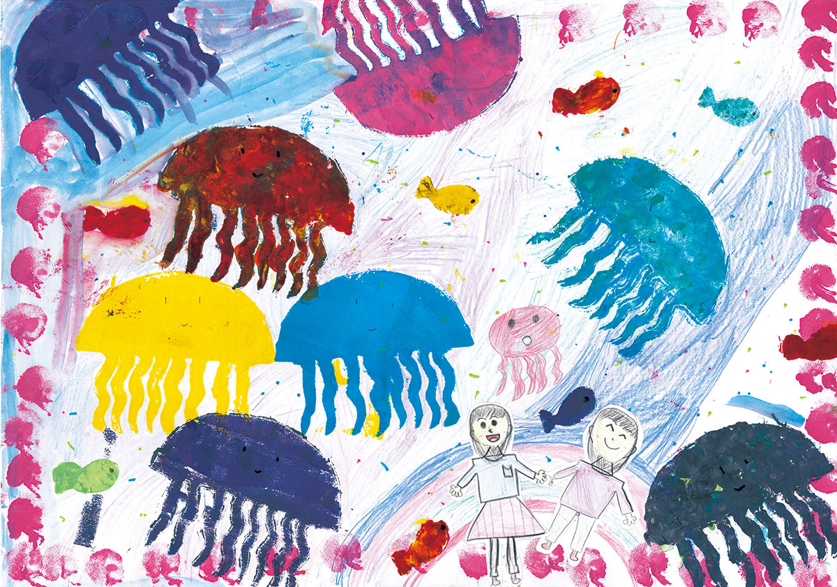 2年生 田坂 柚葉さん「クラゲと魚のたのしいおにごっこ」