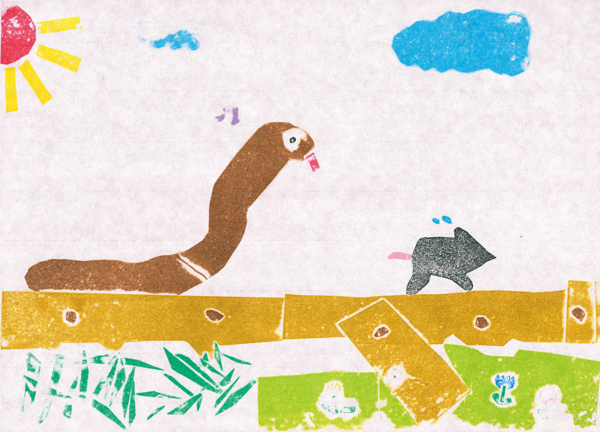 2年生 前野 朱俐さん「ヘビがネズミをおいかける」