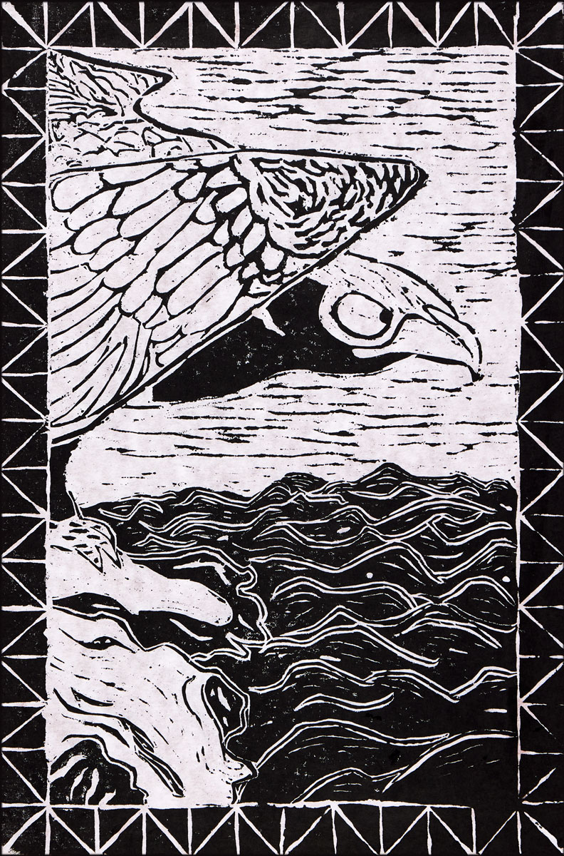 4年生 魚住 拓未さん「松の木からねらいをさだめるハヤブサ」