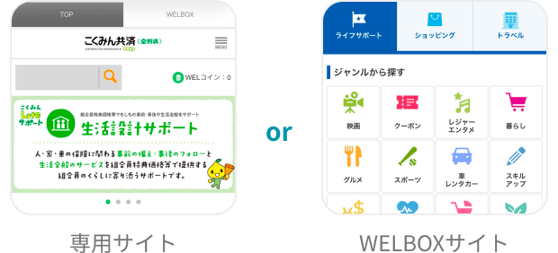 専用サイト or WELBOXサイト